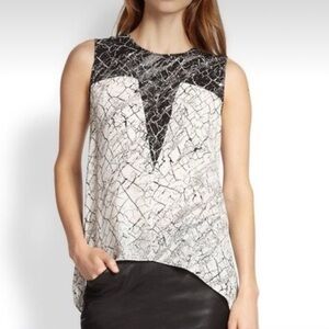 BCBG Max Azria Avie Sleeveless High Low Lightweight Crew Neck Tank Top Blouse S